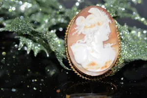 10K and 14K Yellow Gold Oval Shell Cameo Pendant/Brooch