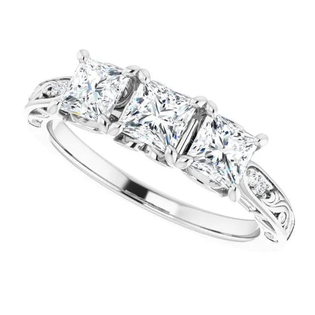 1.20 ct. Princess  Cut Diamond Wedding Band 3 Stone Anniversary Ring