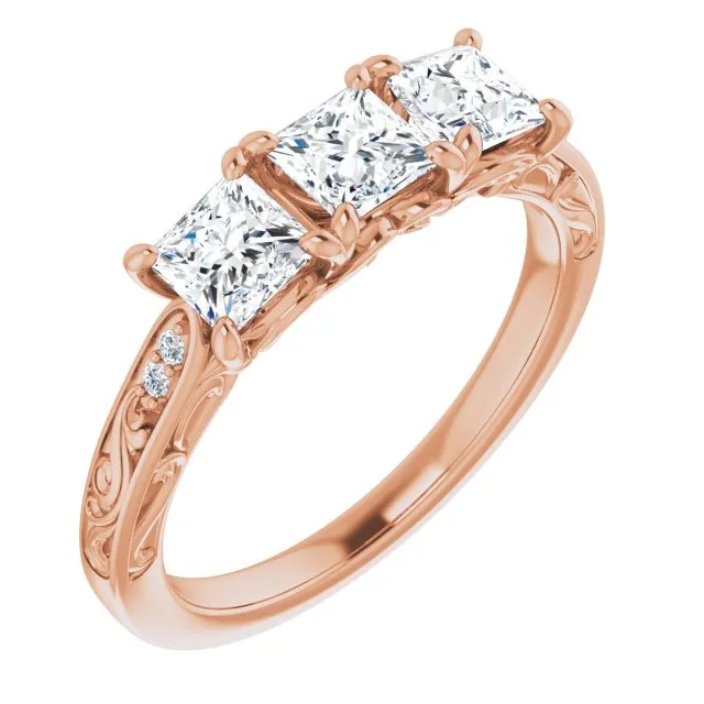 1.20 ct. Princess  Cut Diamond Wedding Band 3 Stone Anniversary Ring