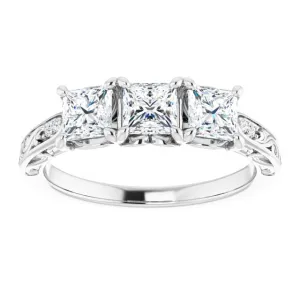 1.20 ct. Princess  Cut Diamond Wedding Band 3 Stone Anniversary Ring