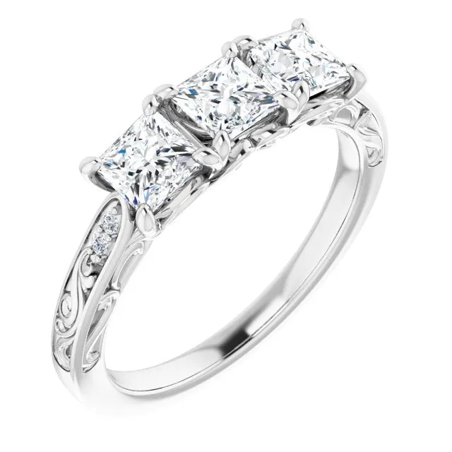 1.20 ct. Princess  Cut Diamond Wedding Band 3 Stone Anniversary Ring
