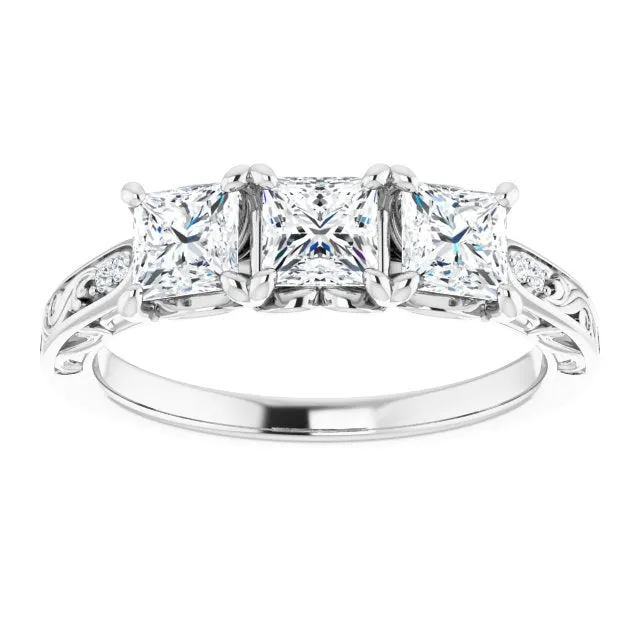 1.20 ct. Princess  Cut Diamond Wedding Band 3 Stone Anniversary Ring