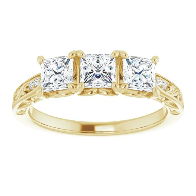 1.20 ct. Princess  Cut Diamond Wedding Band 3 Stone Anniversary Ring