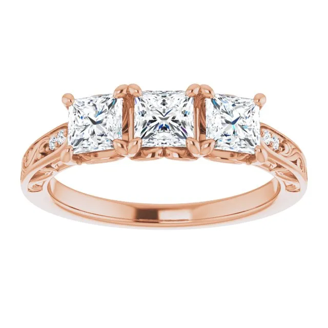 1.20 ct. Princess  Cut Diamond Wedding Band 3 Stone Anniversary Ring