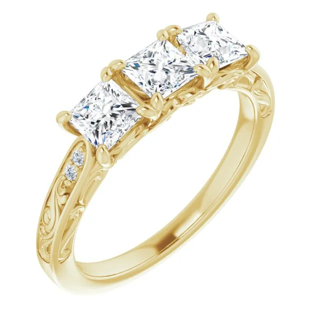 1.20 ct. Princess  Cut Diamond Wedding Band 3 Stone Anniversary Ring