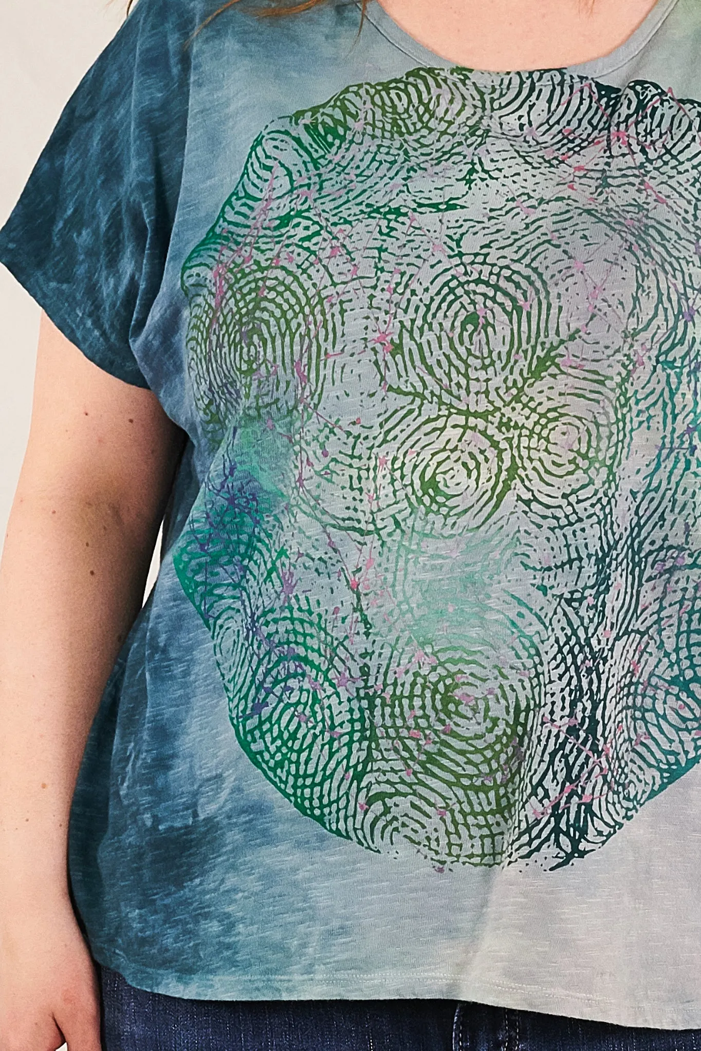 1250 HD Hand Dyed Moon Tee Sea Blue Green Constellation-P