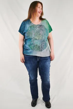 1250 HD Hand Dyed Moon Tee Sea Blue Green Constellation-P