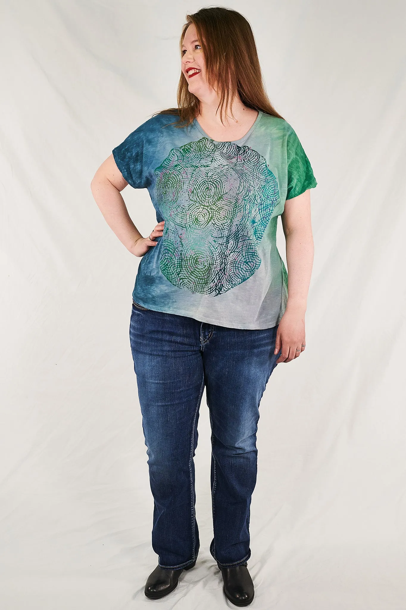 1250 HD Hand Dyed Moon Tee Sea Blue Green Constellation-P