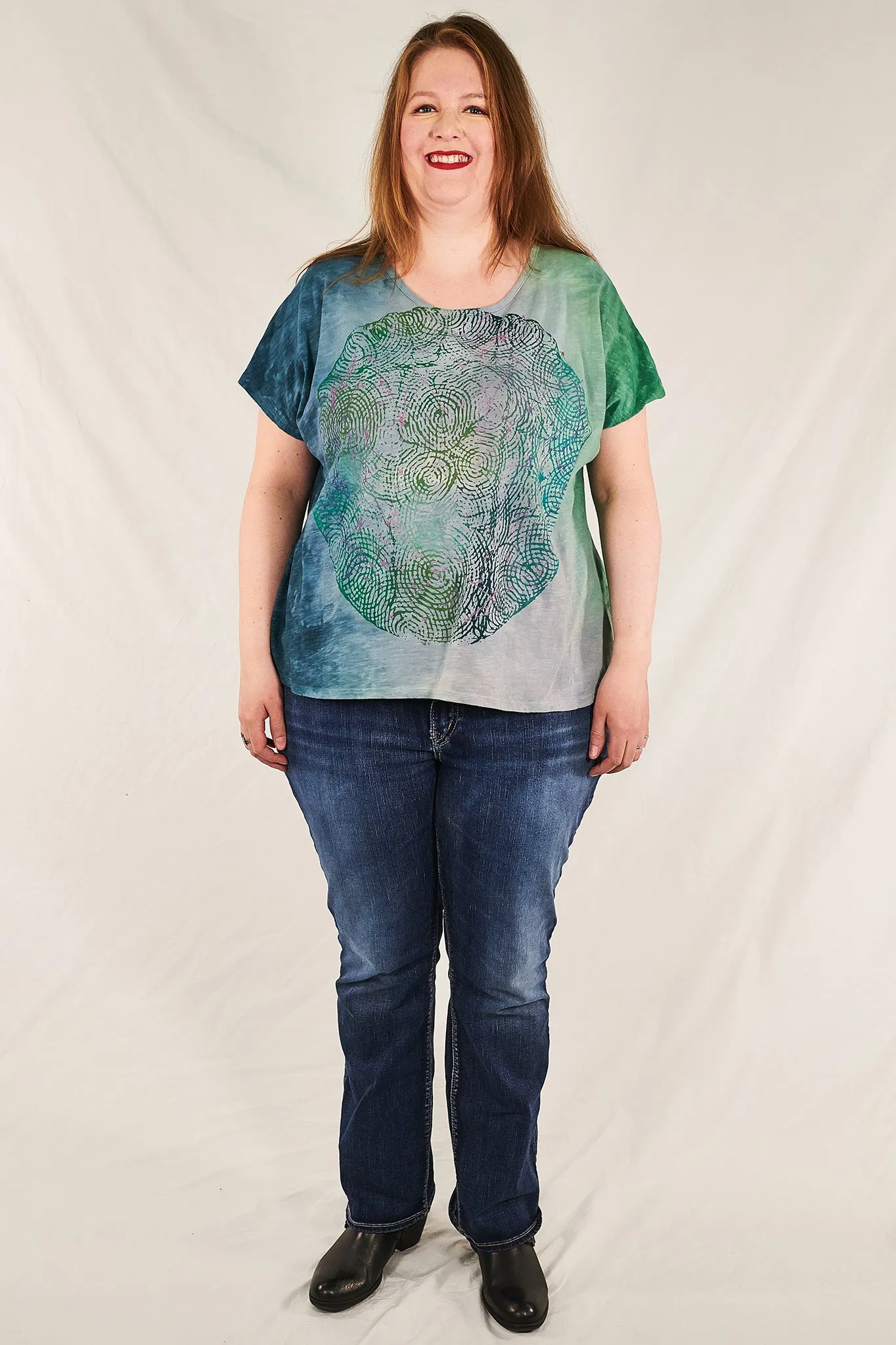 1250 HD Hand Dyed Moon Tee Sea Blue Green Constellation-P
