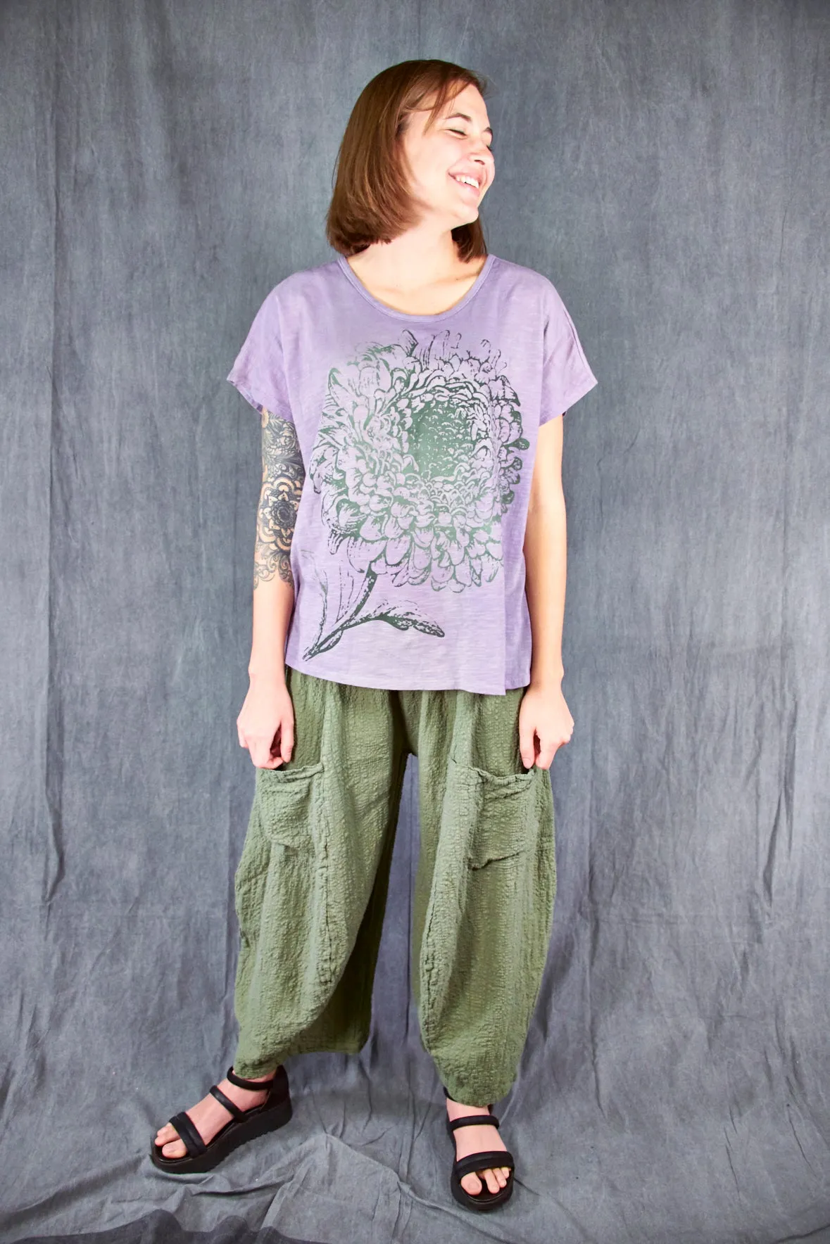 1250HD Hand Dyed Moon Tee Heather Green Aster