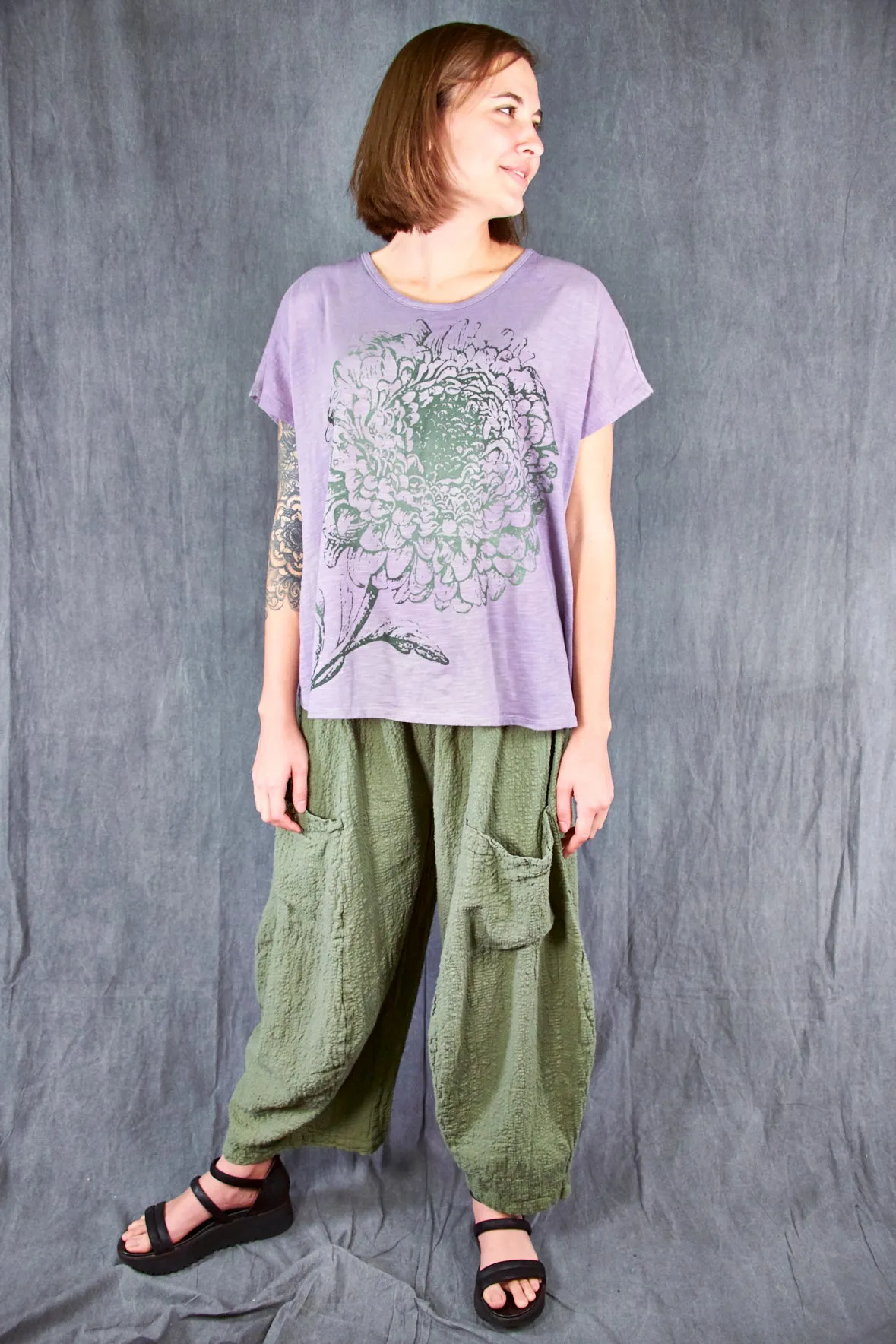 1250HD Hand Dyed Moon Tee Heather Green Aster
