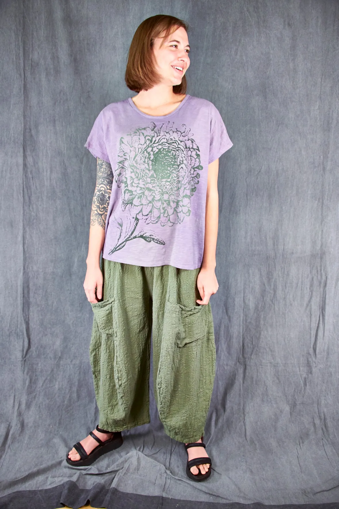 1250HD Hand Dyed Moon Tee Heather Green Aster