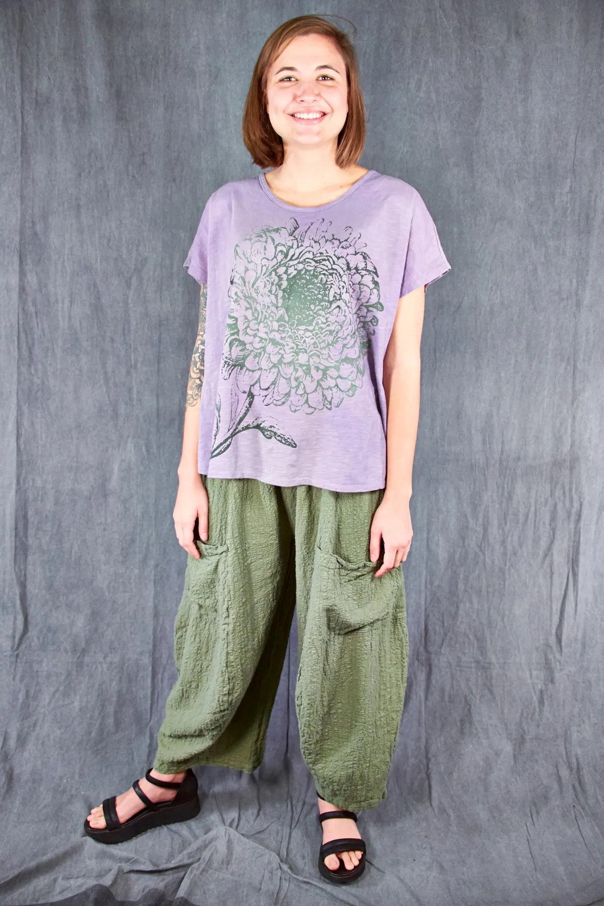 1250HD Hand Dyed Moon Tee Heather Green Aster
