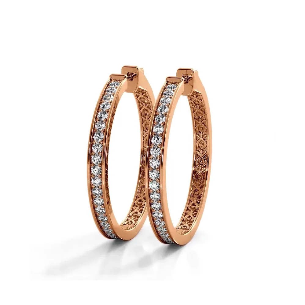 1.32 ctw. Round Diamond Medium Hoop Earrings