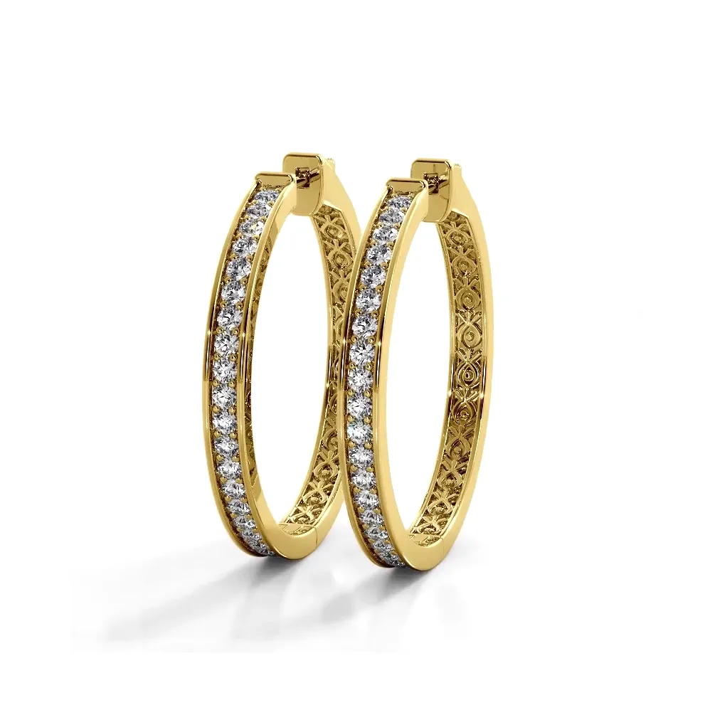 1.32 ctw. Round Diamond Medium Hoop Earrings