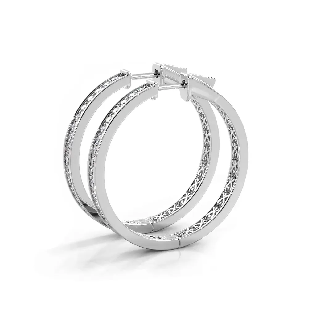 1.32 ctw. Round Diamond Medium Hoop Earrings