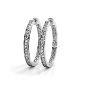 1.32 ctw. Round Diamond Medium Hoop Earrings
