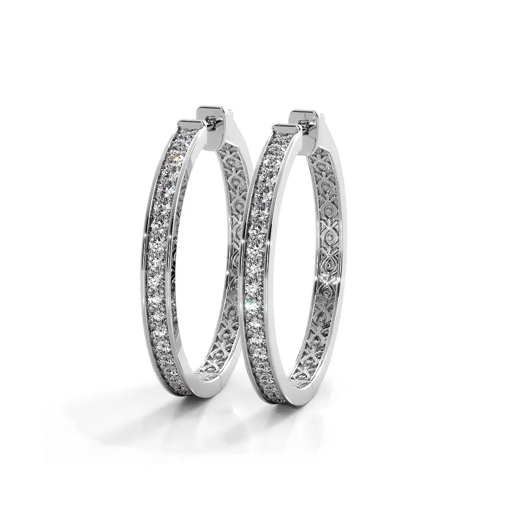 1.32 ctw. Round Diamond Medium Hoop Earrings