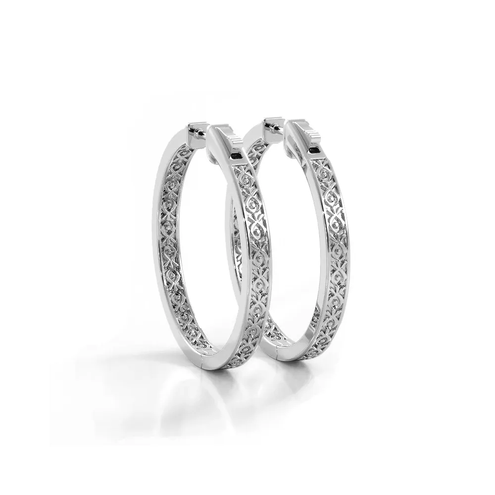 1.32 ctw. Round Diamond Medium Hoop Earrings