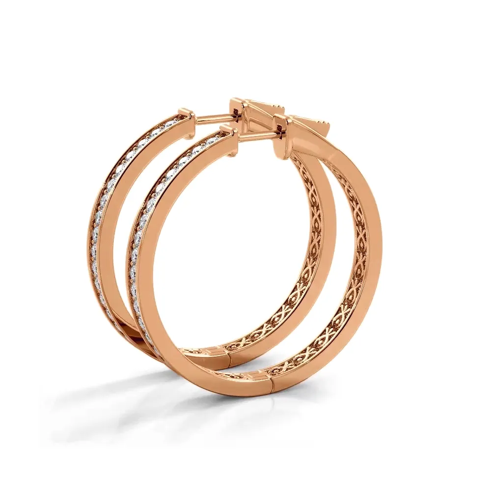 1.32 ctw. Round Diamond Medium Hoop Earrings