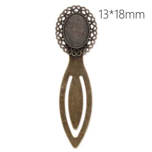 13x18mm oval Setting Bezels Cameo Mountings Tray Base,Vintage Antiqued Bronze Bookmark,length:79mm,10pcs/lot