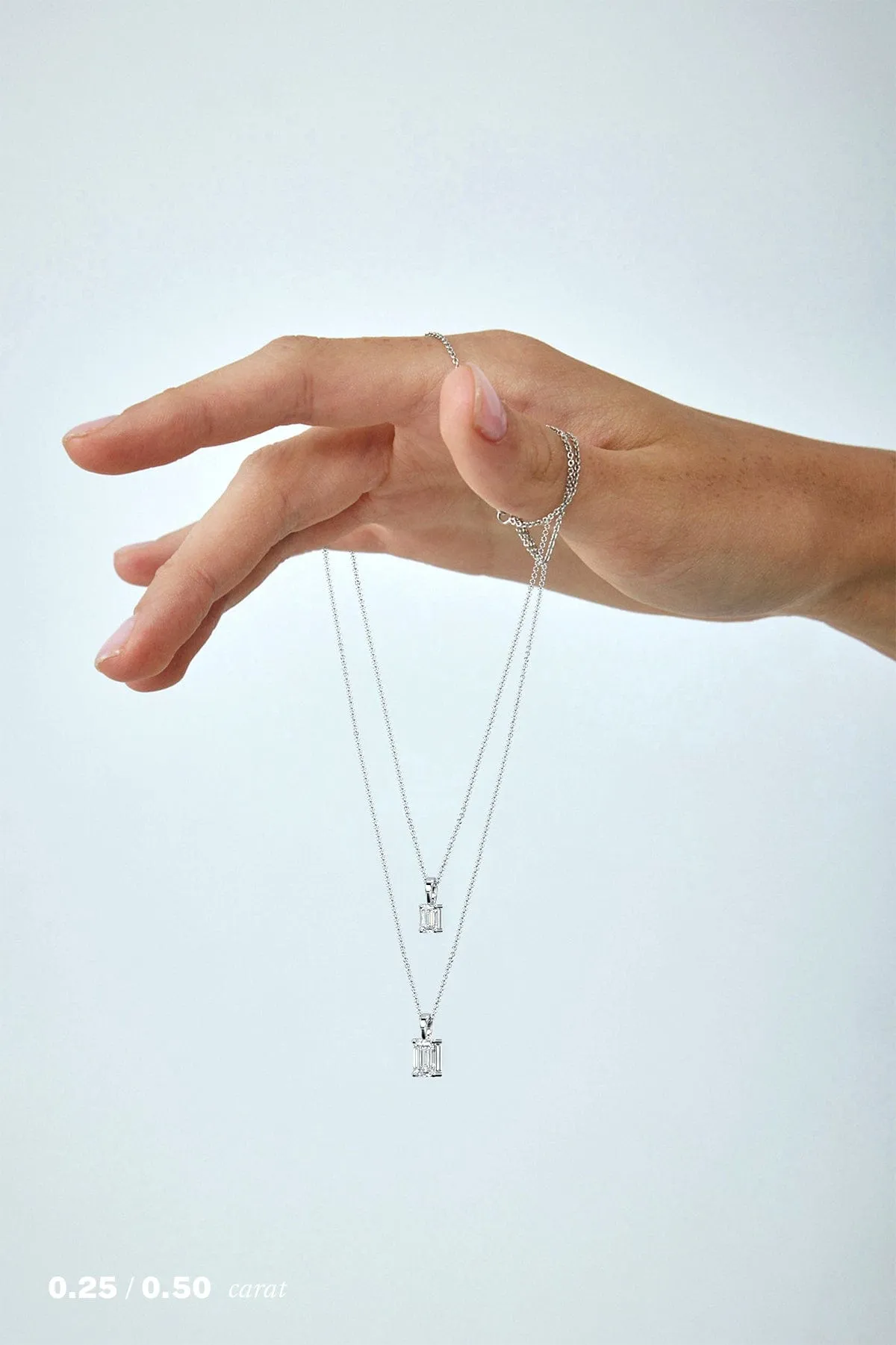 1/4 carat Emerald Diamond Pendant Necklace