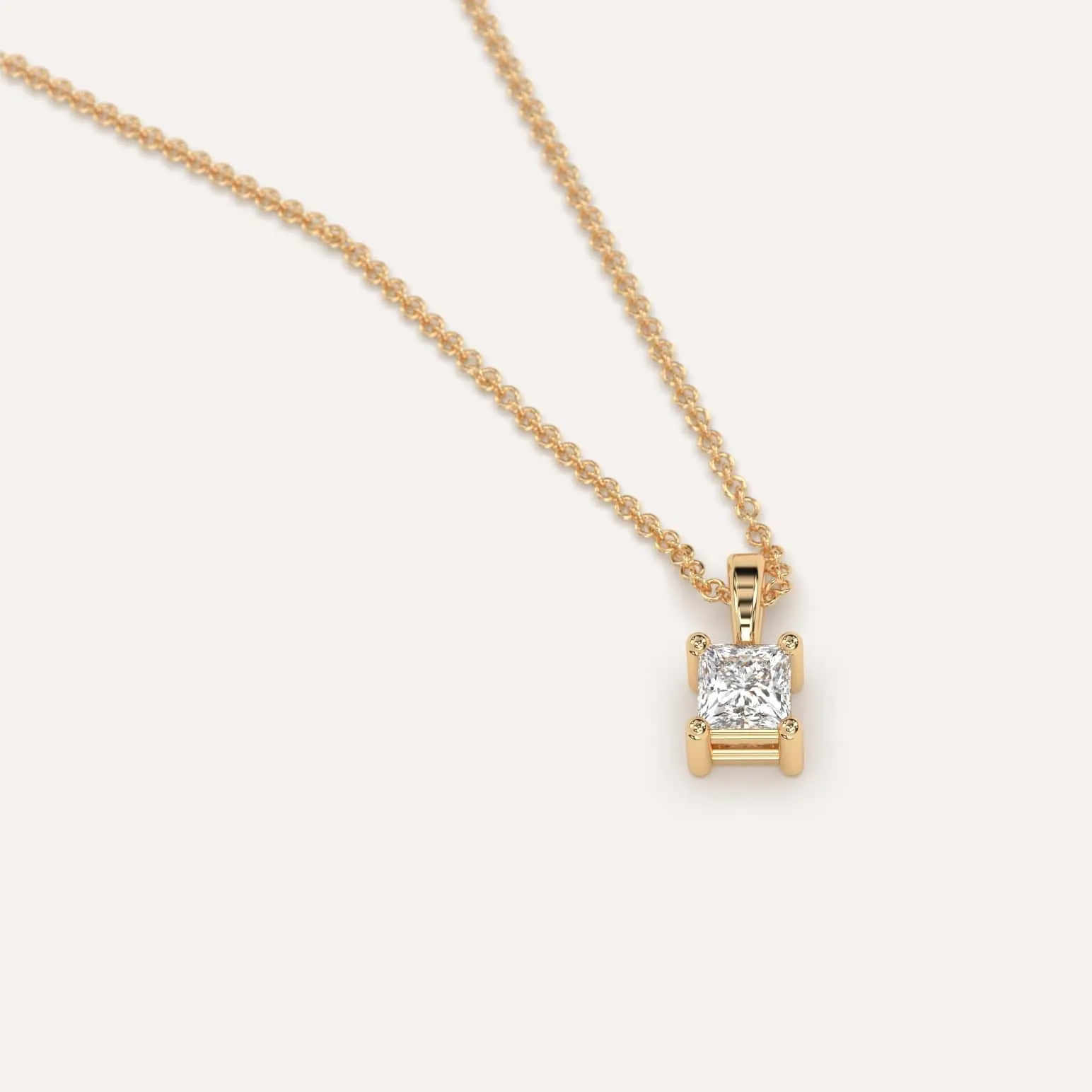 1/4 carat Princess Diamond Pendant Necklace
