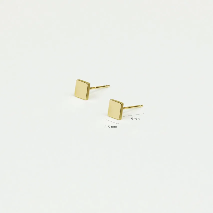 14k Solid Gold Square Stud Earring