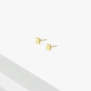 14k Solid Gold Square Stud Earring