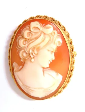 14kt Gold Cameo Gold Pin 31 x 38mm