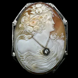 14KW VINTAGE ANTIQUE ITALIAN CAMEO BROOCH