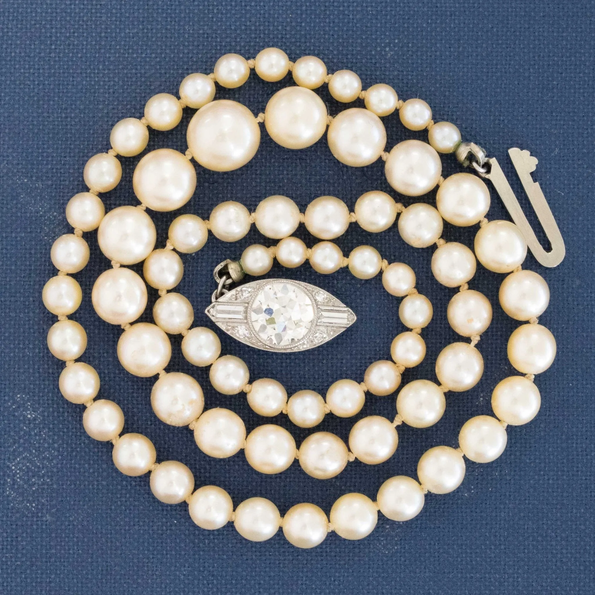 1.61ctw Old European Cut Diamond & Pearl Necklace