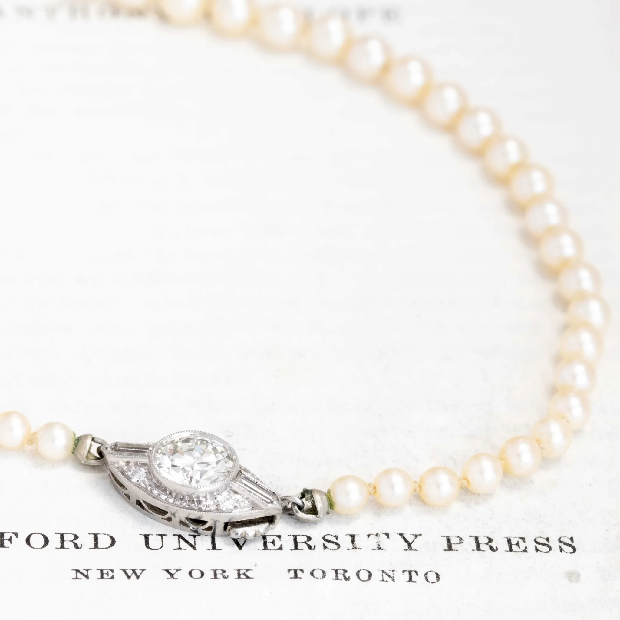 1.61ctw Old European Cut Diamond & Pearl Necklace