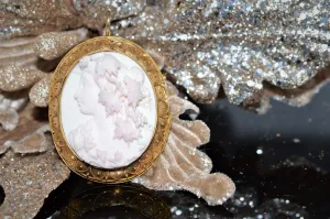 18K Yellow Gold Cameo Brooch with a 14 Karat Gold Pin