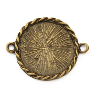 19.3mm Vintage antique bronze Zinc alloy Cameo Setting connect,Round,sold 100 pcs per pkg