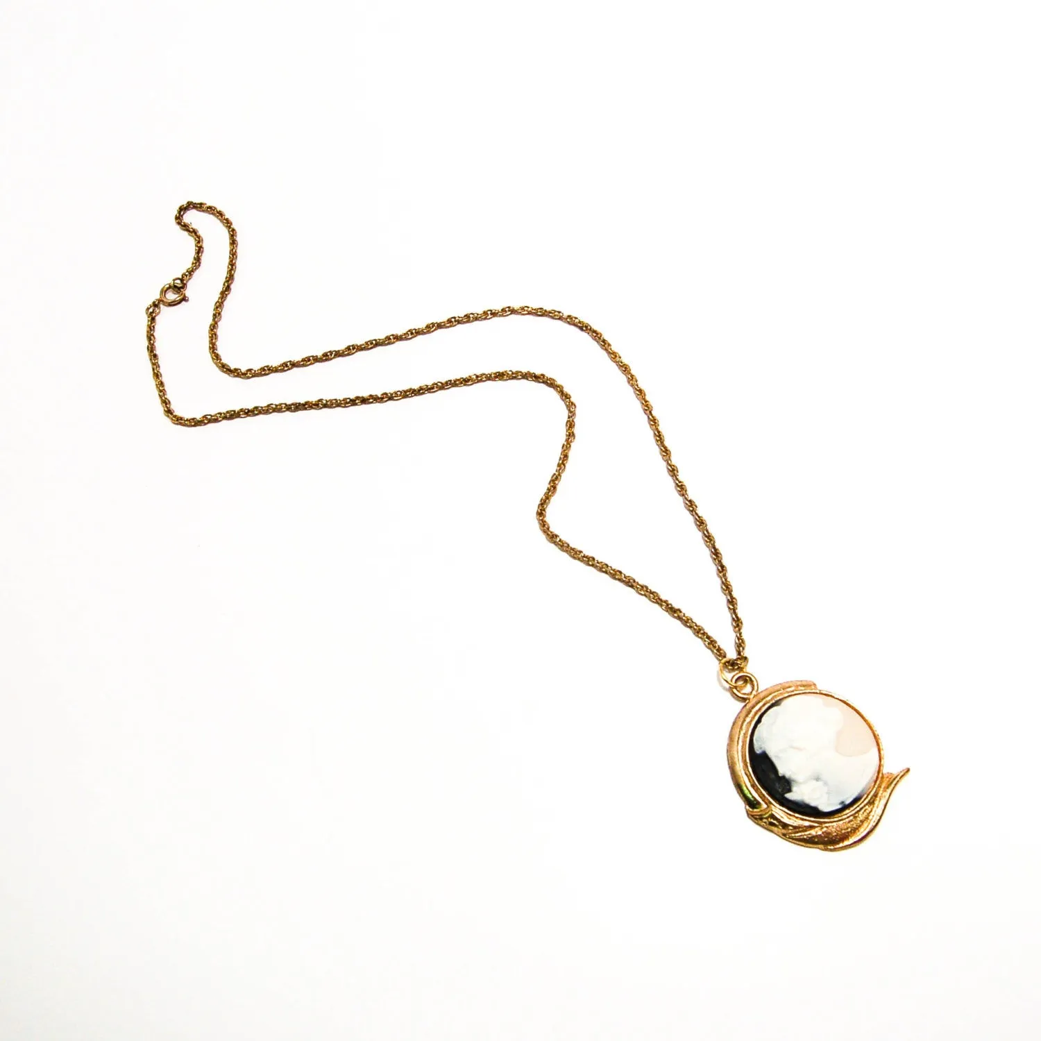 1940's Black and White Cameo Necklace