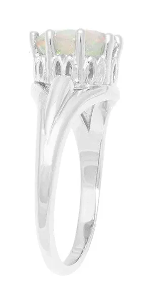 1950's Royal Crown Opal Engagement Ring in White Gold