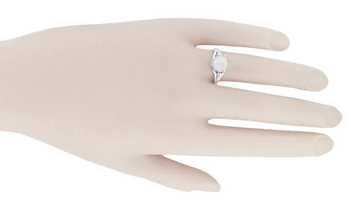 1950's Royal Crown Opal Engagement Ring in White Gold