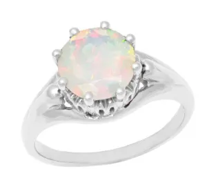 1950's Royal Crown Opal Engagement Ring in White Gold