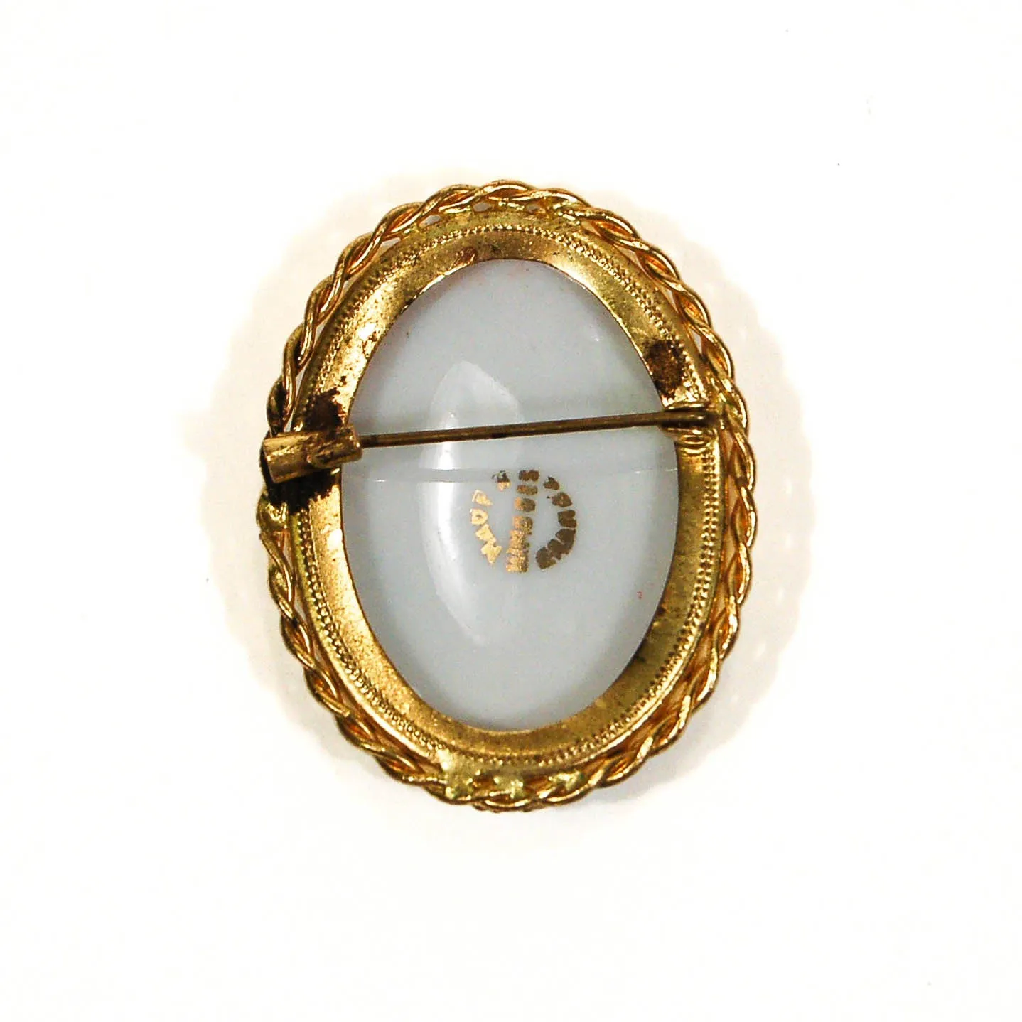 1960's Lady in Blue Portrait Brooch