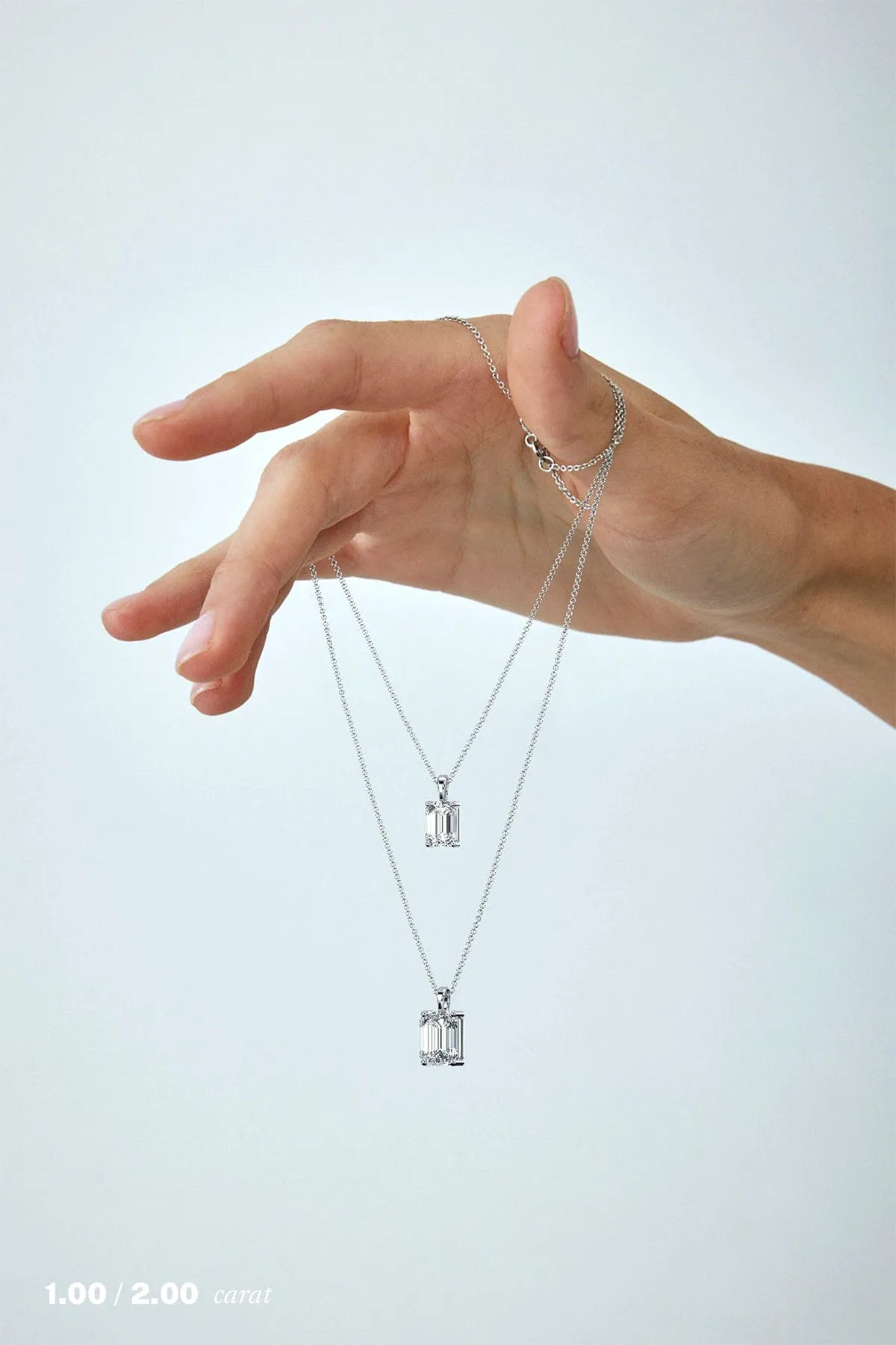 2 carat Emerald Diamond Pendant Necklace