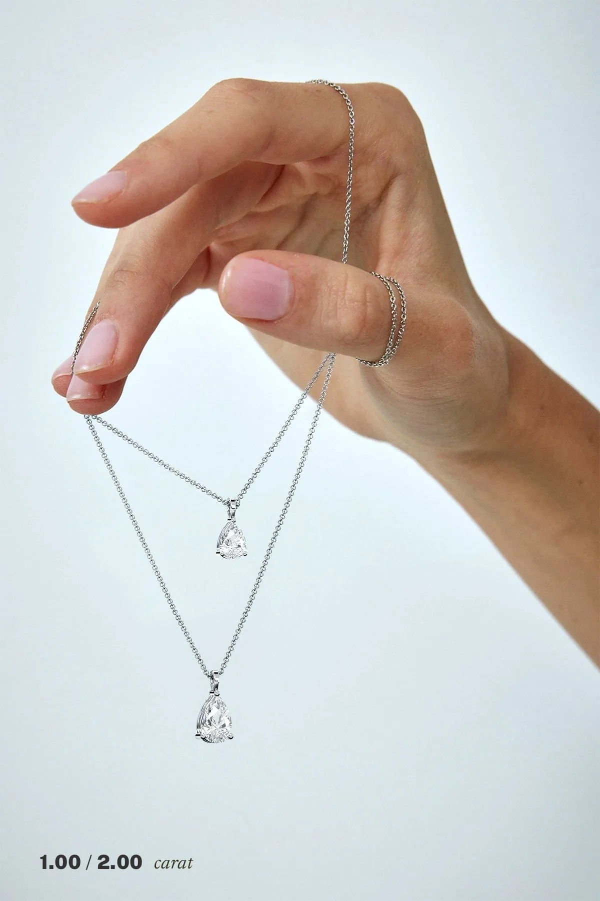 2 carat Pear Diamond Pendant Necklace