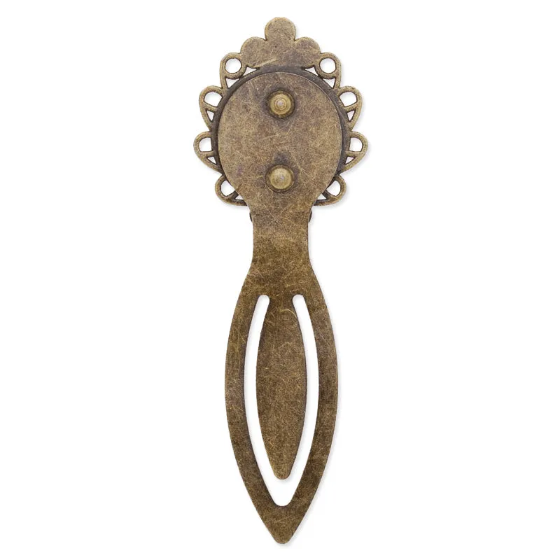20mm Round Setting Bezels Cameo Mountings Tray Base,Vintage Antiqued Bronze Bookmark,length:85mm,10pcs/lot