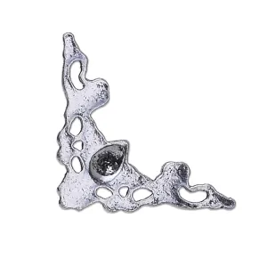 20pcs Antique Silver Corner Filigree Cabochon Settings Wraps Connectors Vintage Style Filigree Flat Metal Findings, Triangle Filigree