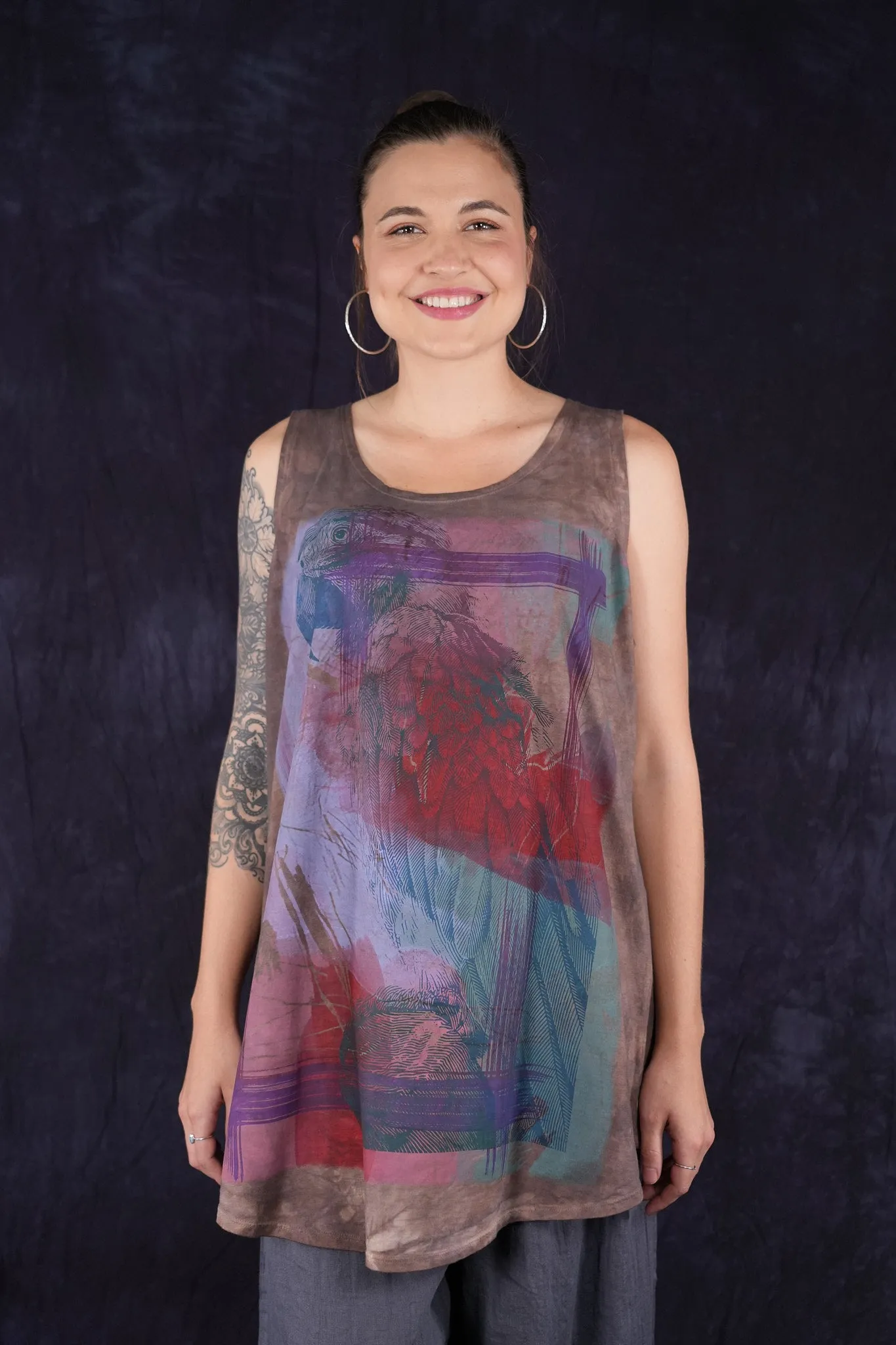 2360HD Hand-dyed Tunic Tank Loam-P
