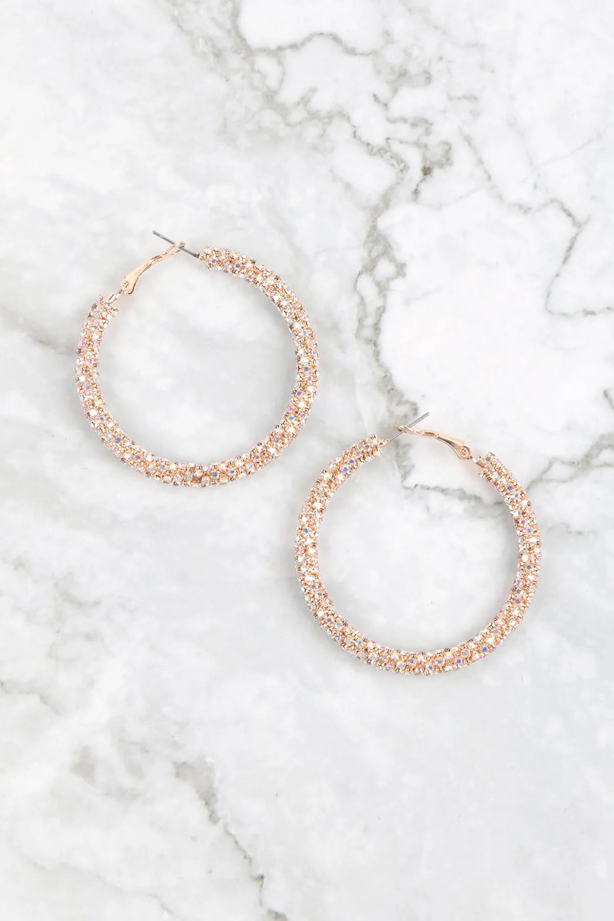 25588-50 - 2" TUBE STONE GLITTER HOOP EARRINGS