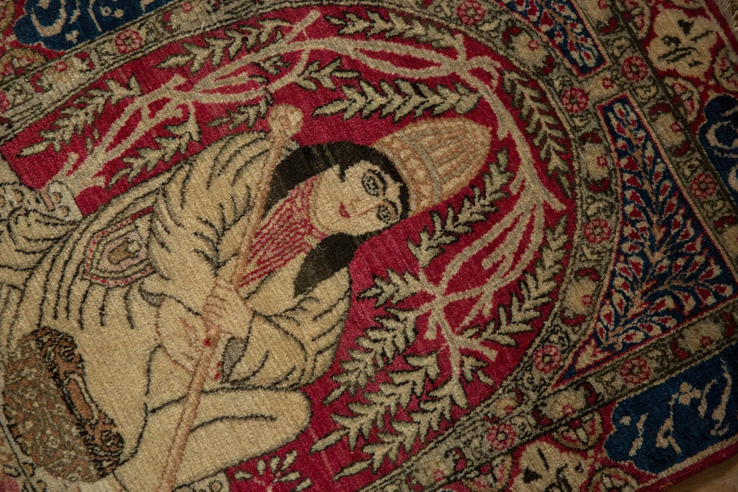 2x3 Antique Pictorial Kerman Rug Mat