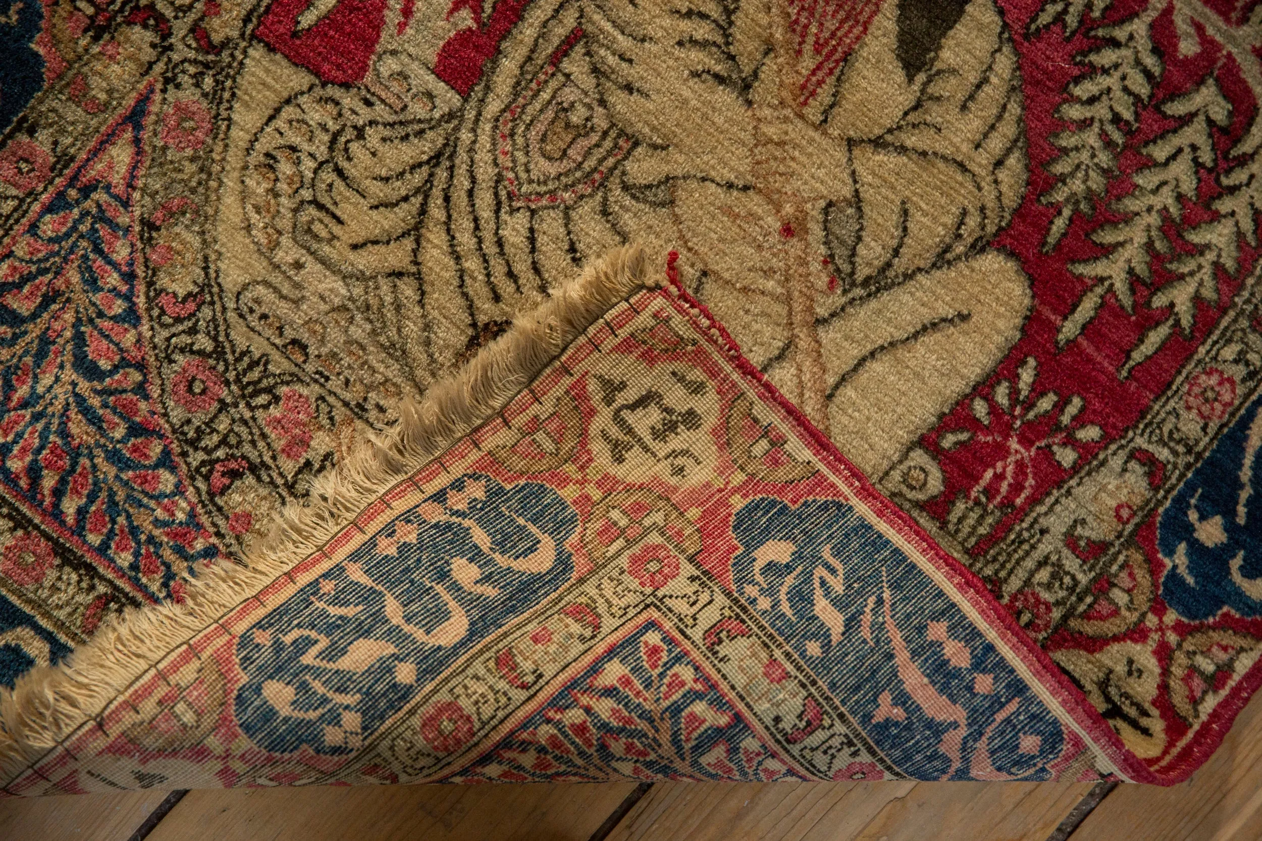 2x3 Antique Pictorial Kerman Rug Mat