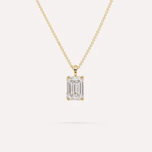 3 carat Emerald Diamond Pendant Necklace