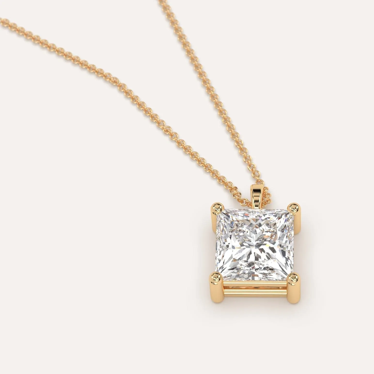 3 carat Princess Diamond Pendant Necklace